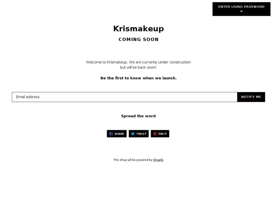 krismakeup.com shopify website screenshot