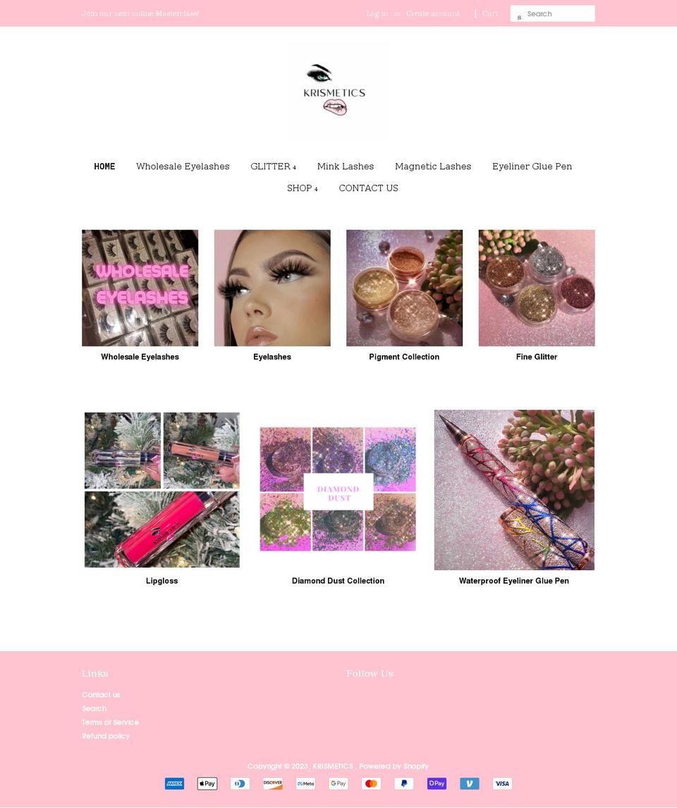 krismetics.com — Shopify storefront screenshot