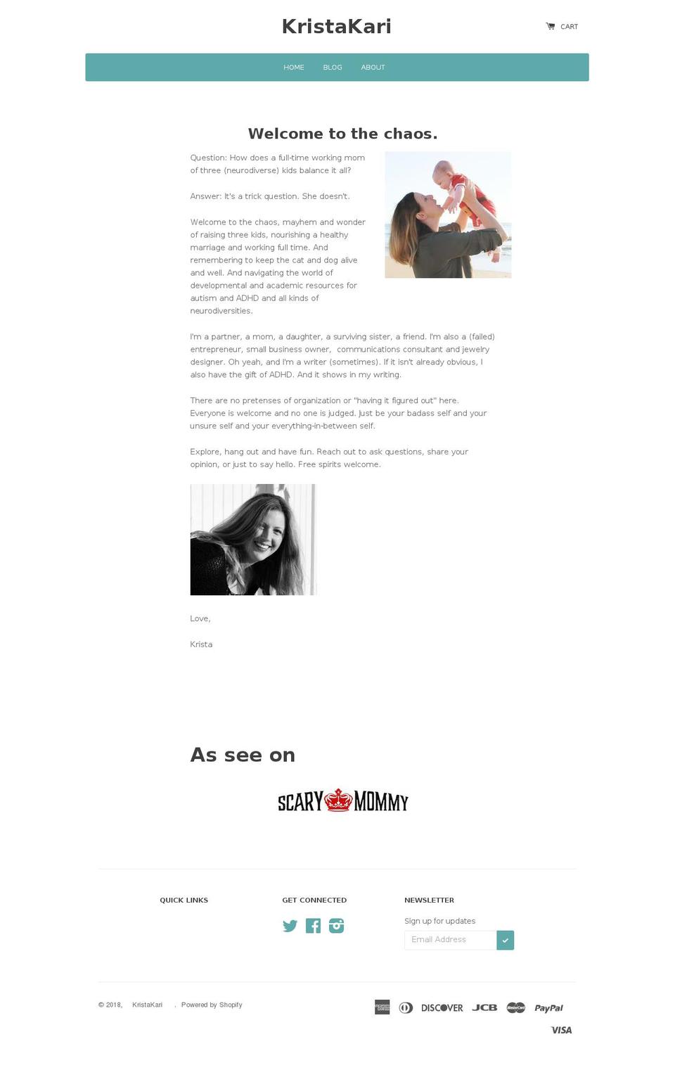 kristakari.com — Shopify storefront screenshot