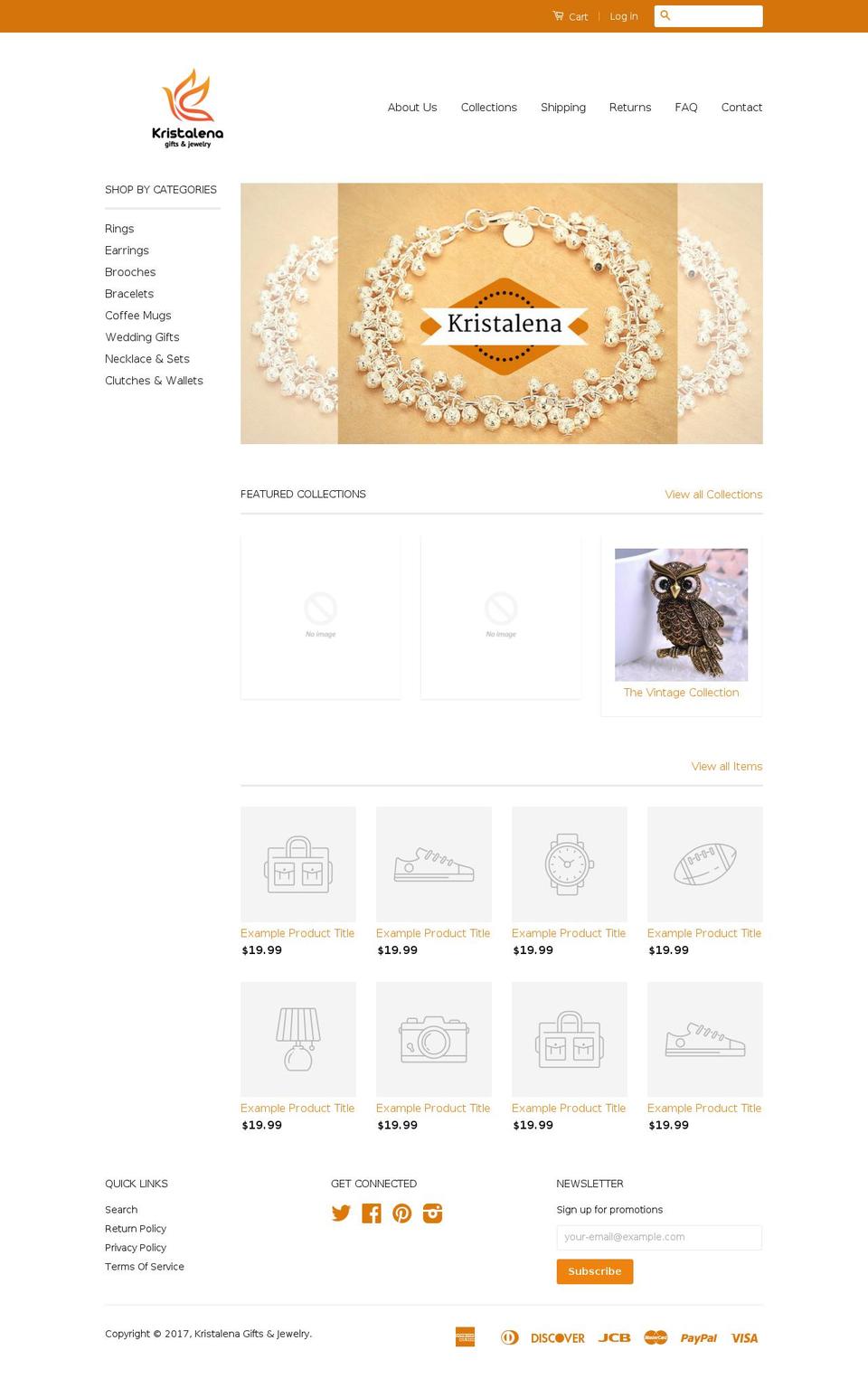 kristalenajewelry.com shopify website screenshot