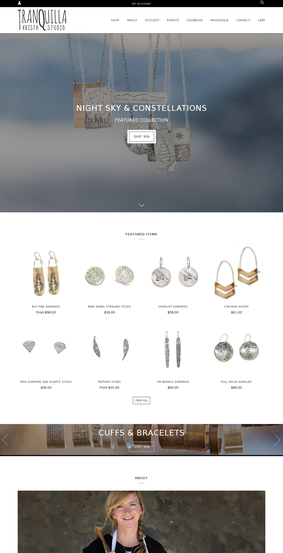 kristatranquilla.com — Shopify storefront screenshot