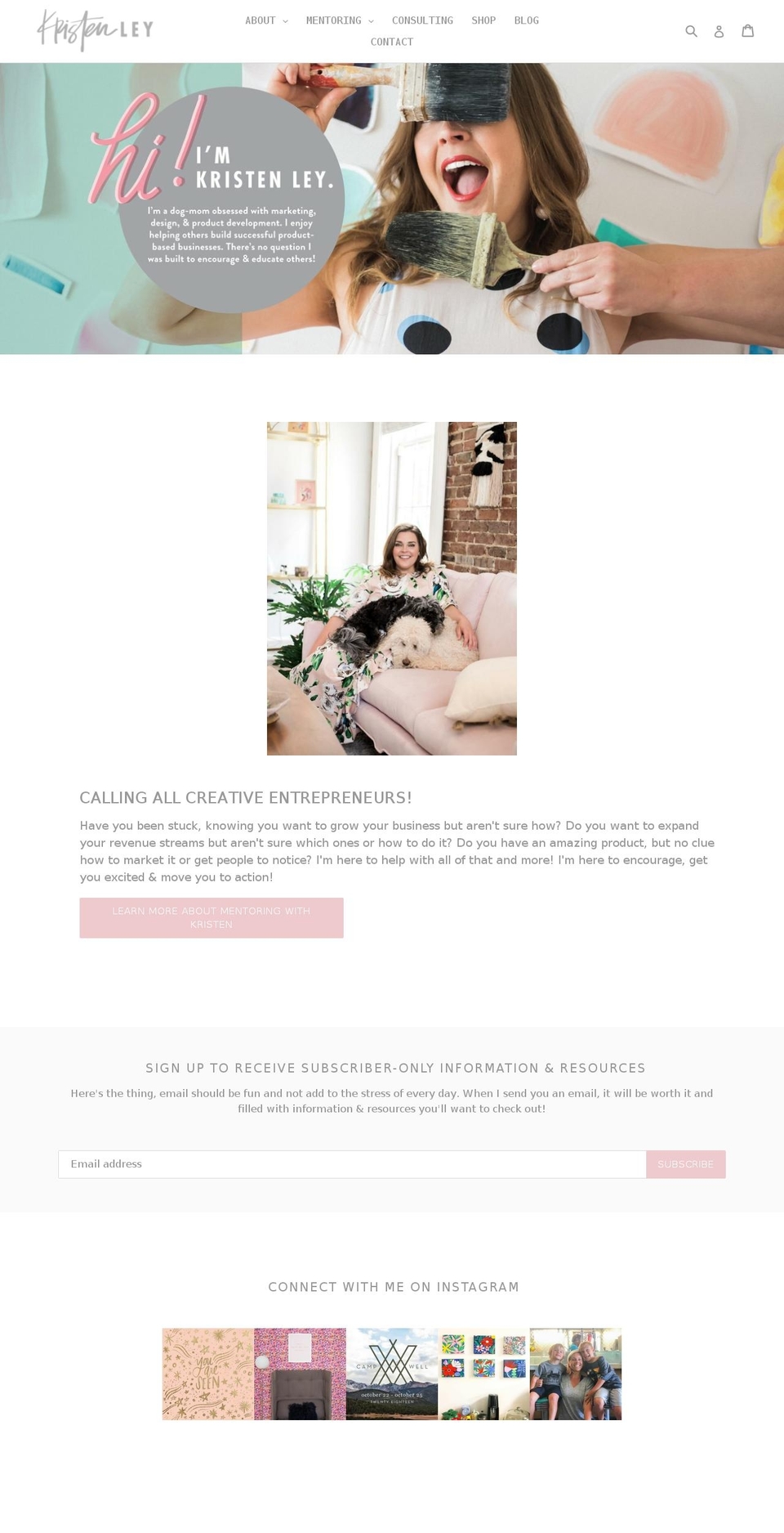 kristenley.com shopify website screenshot