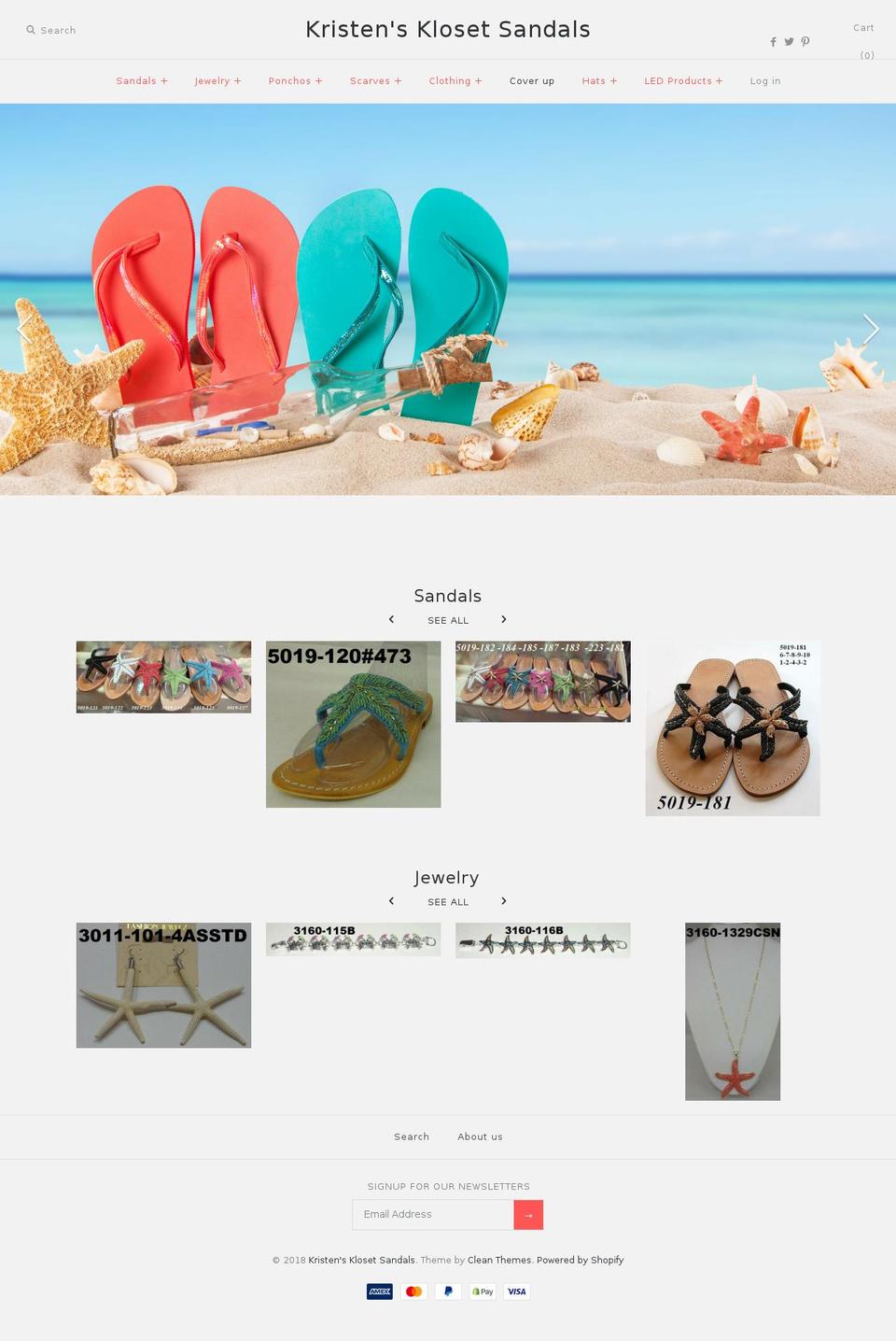 kristensklosetsandals.com — Shopify storefront screenshot