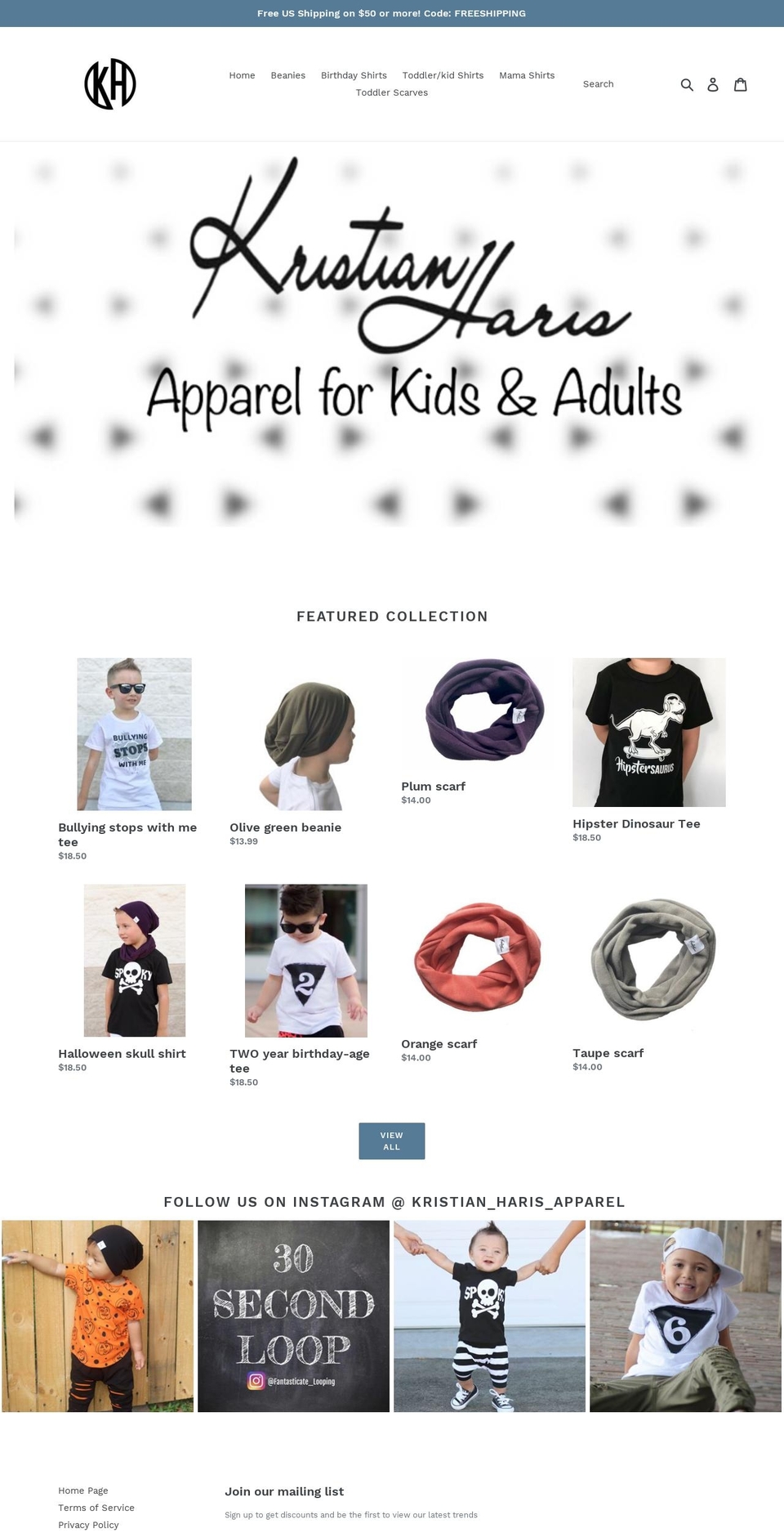 kristianharis.com shopify website screenshot