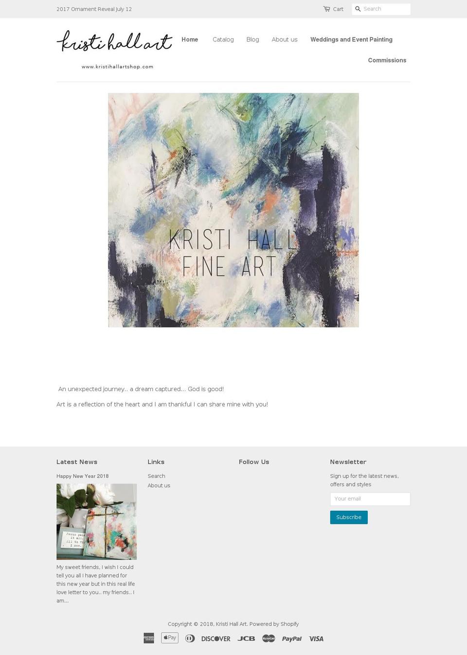 kristihallartshop.com — Shopify storefront screenshot