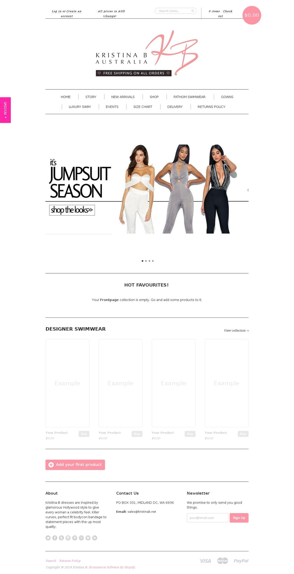 kristinab.net shopify website screenshot