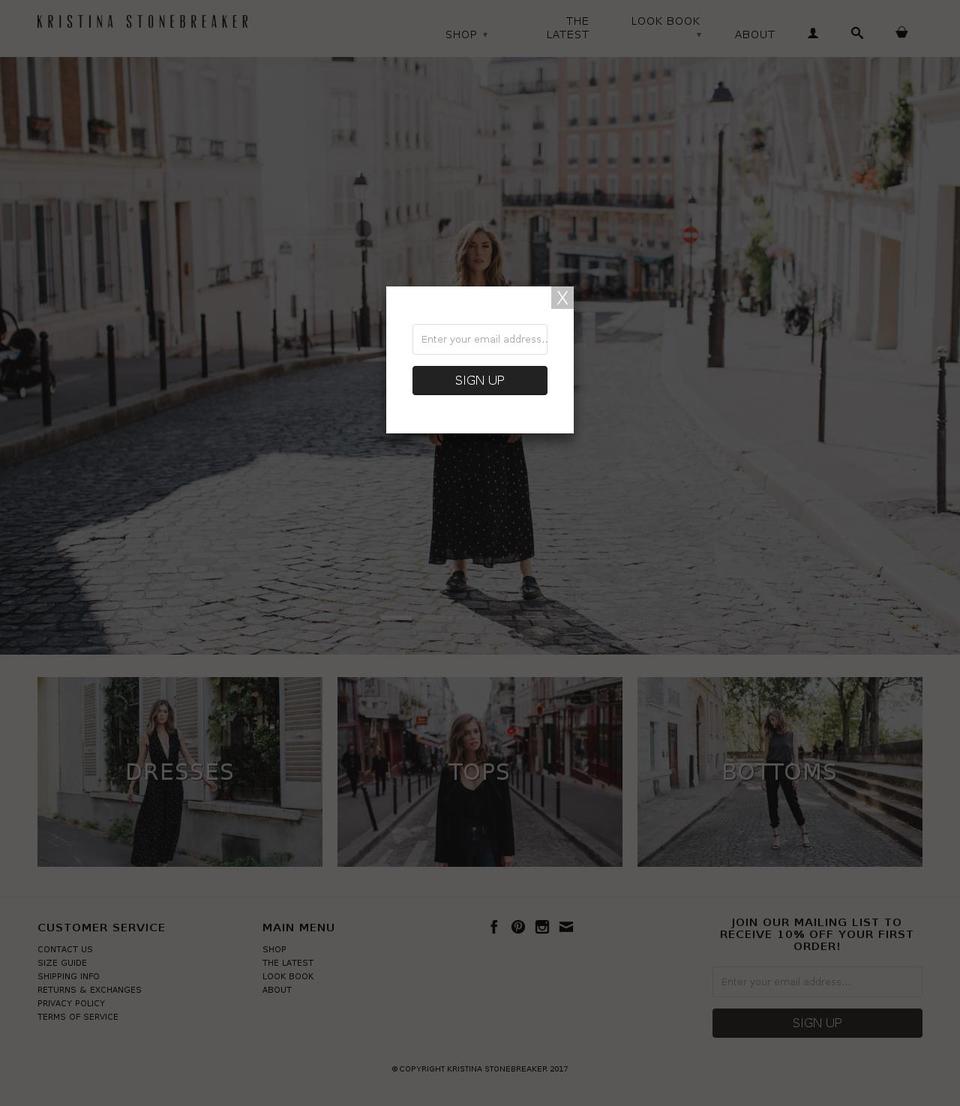 kristinastonebreaker.com — Shopify storefront screenshot