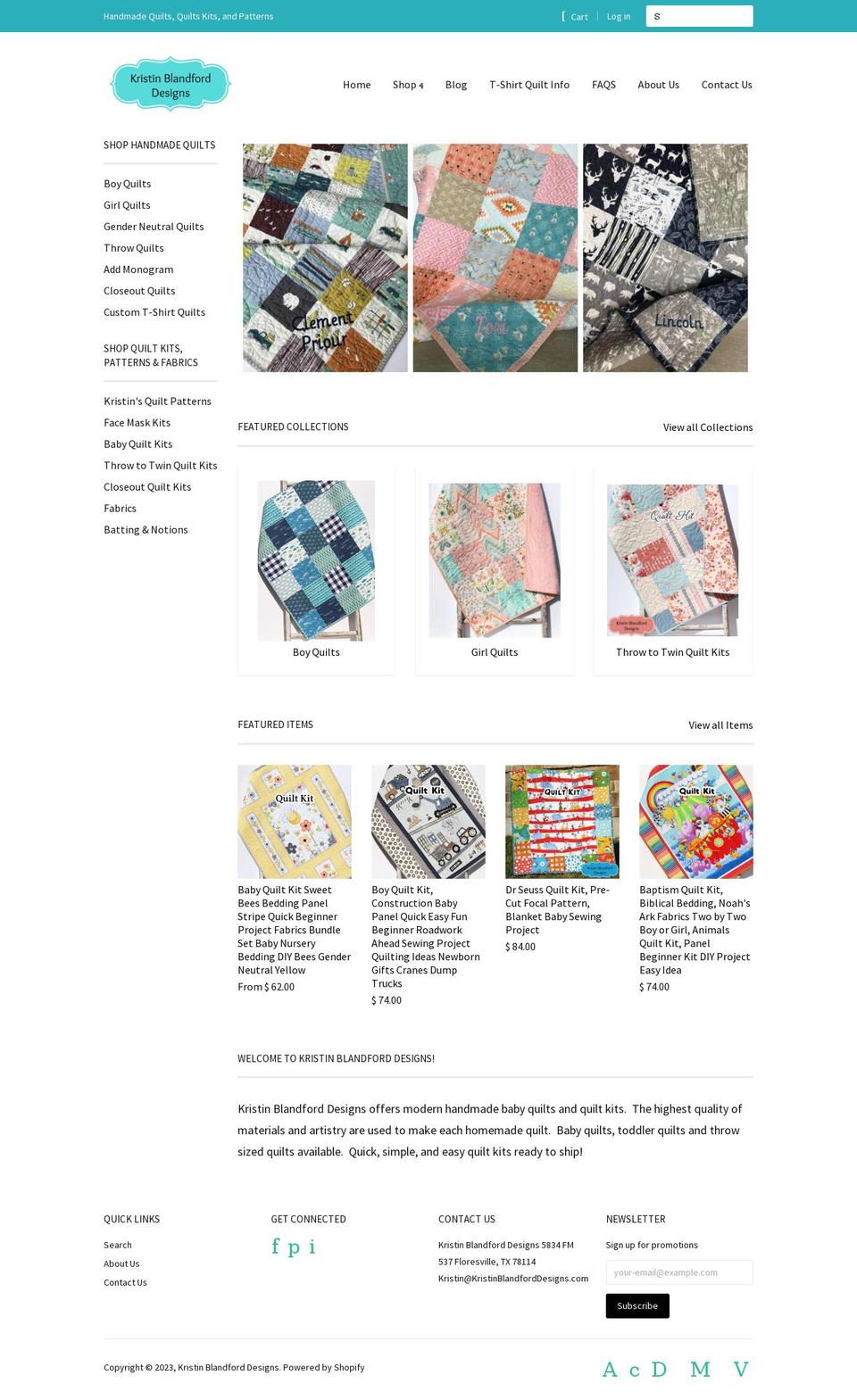 kristinblandforddesigns.com shopify website screenshot