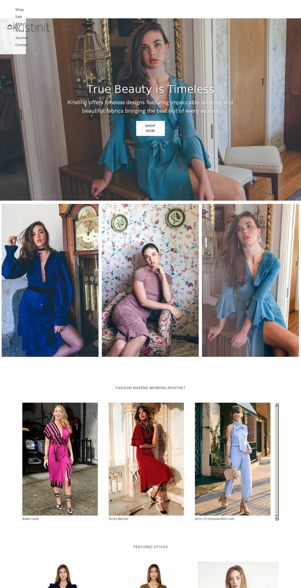 kristinit.com shopify website screenshot