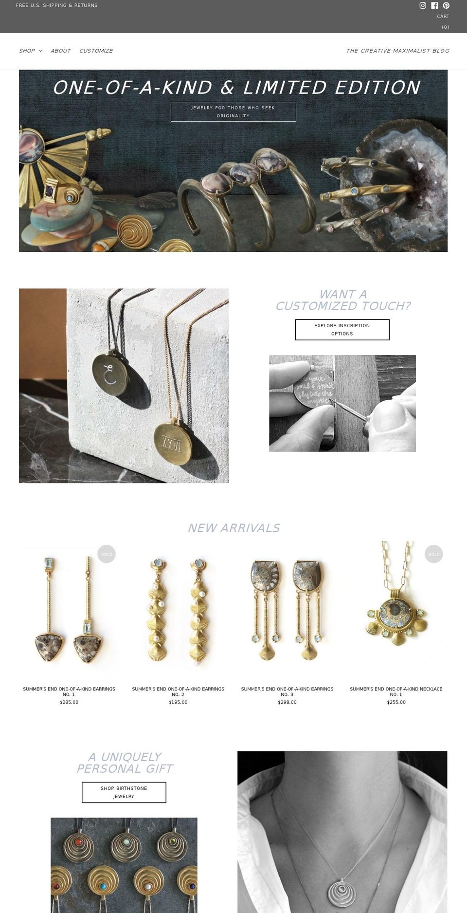 kristinmillerjewelry.com shopify website screenshot