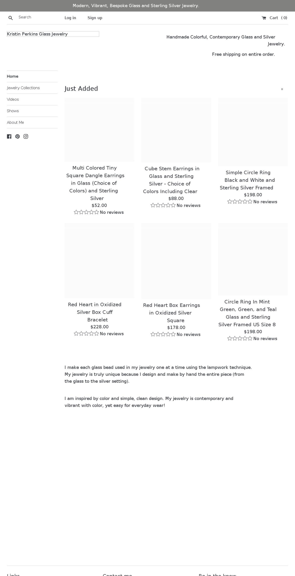 kristinperkins.com shopify website screenshot