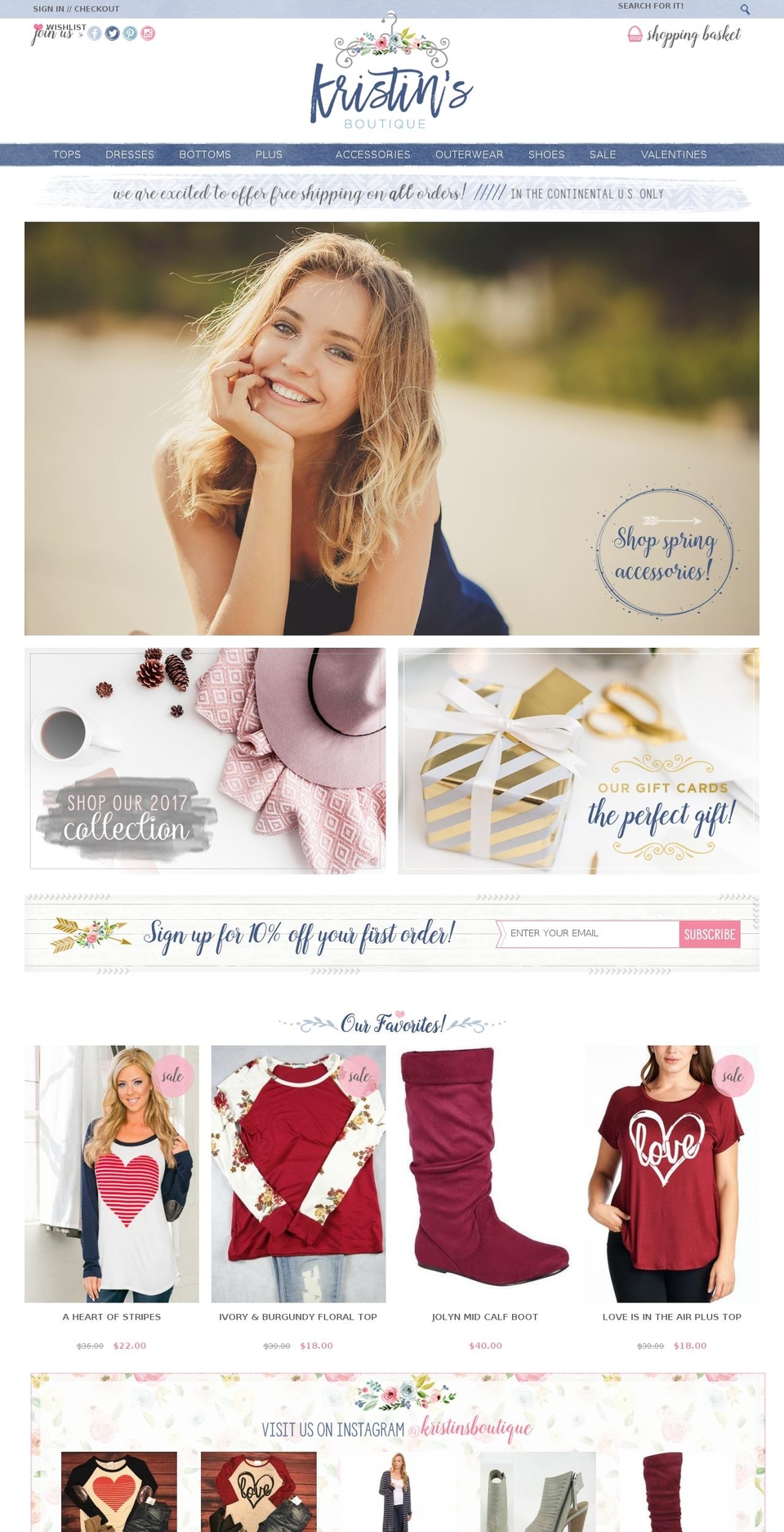 kristinsboutique.com shopify website screenshot