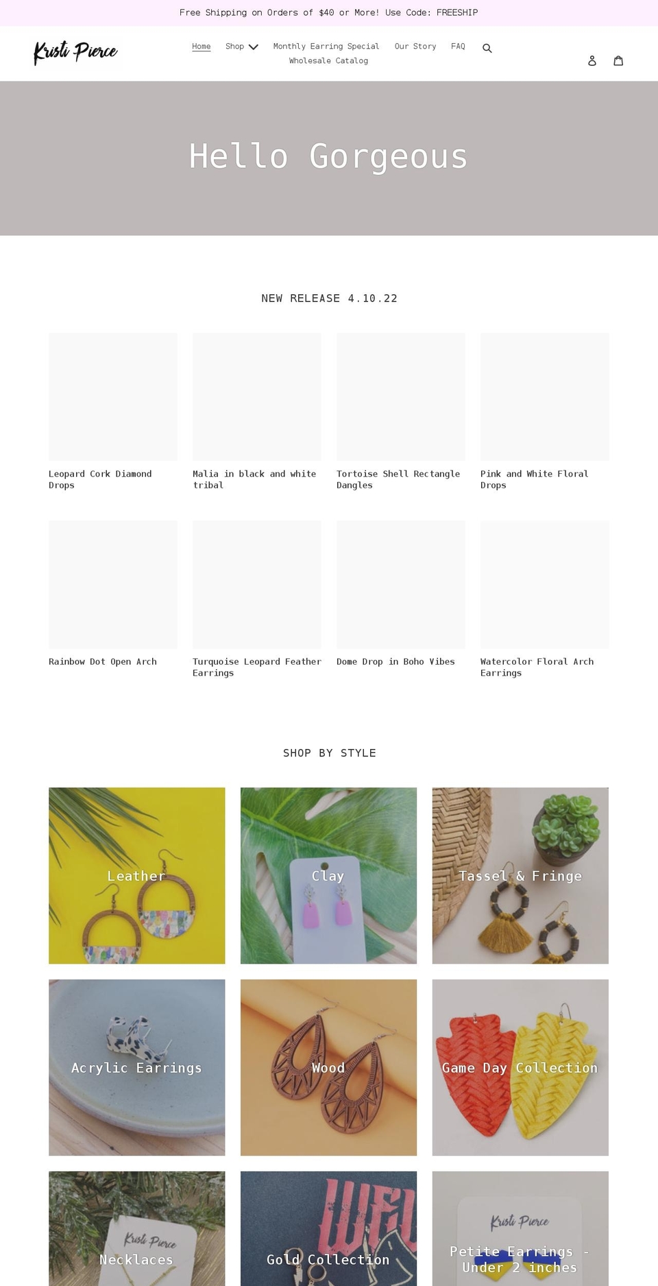 kristipiercedesigns.com shopify website screenshot