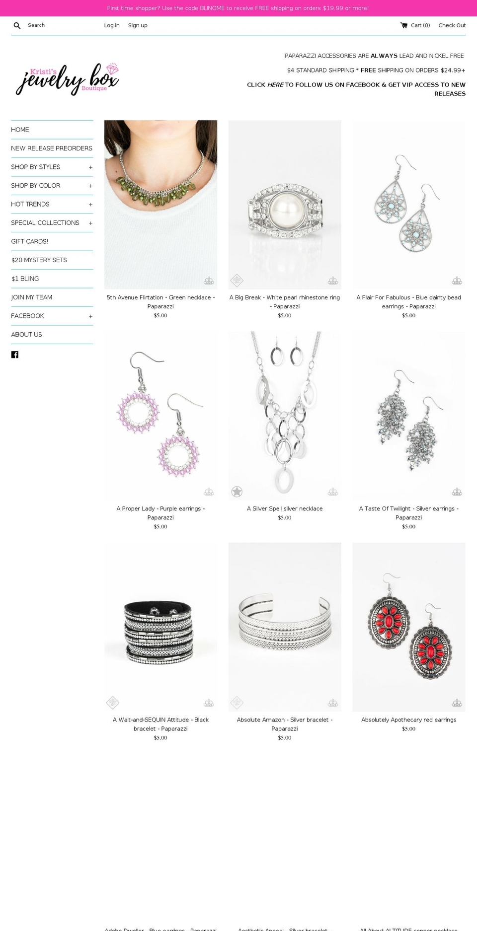 kristisjewelry.com — Shopify storefront screenshot