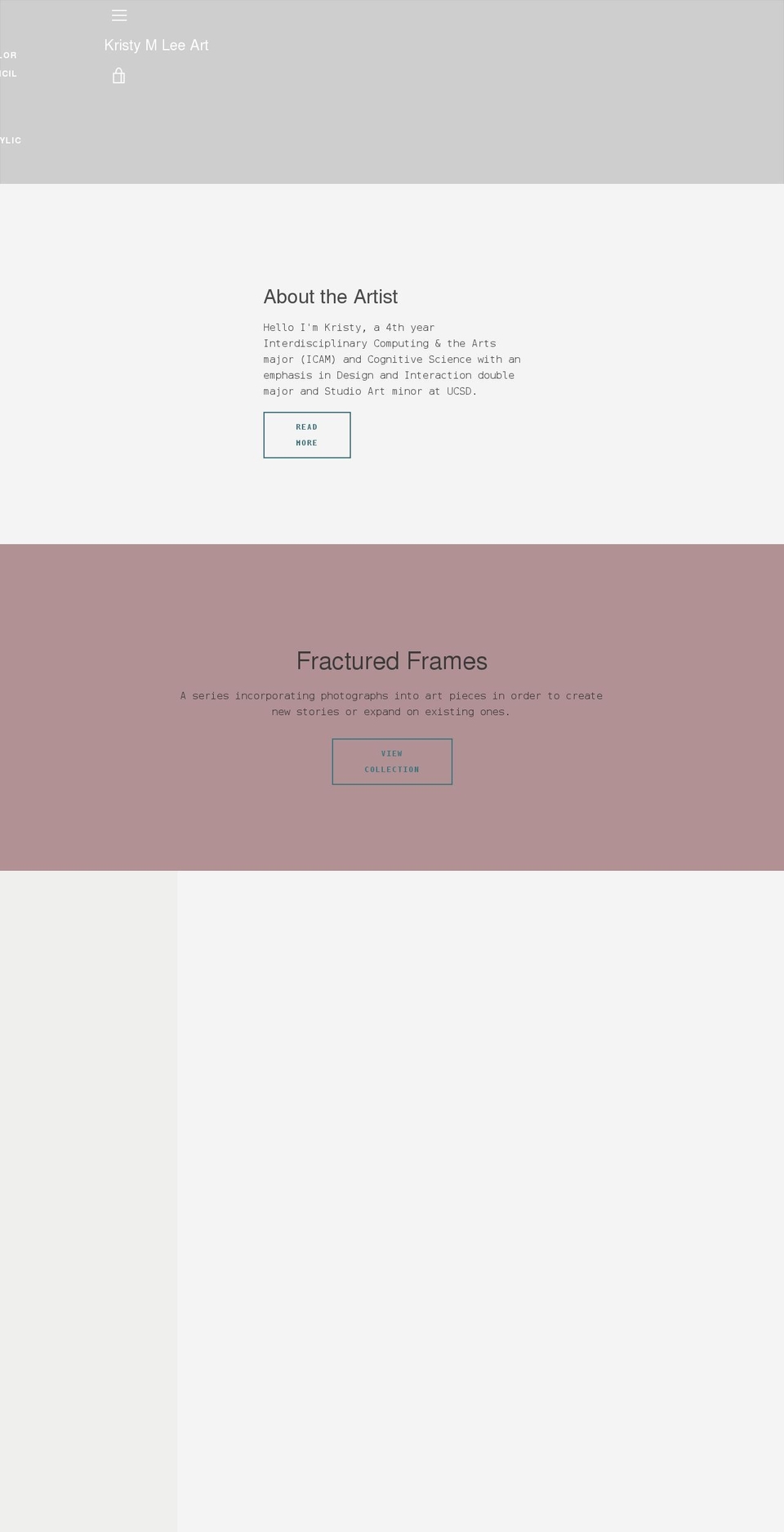 kristymleeart.com shopify website screenshot