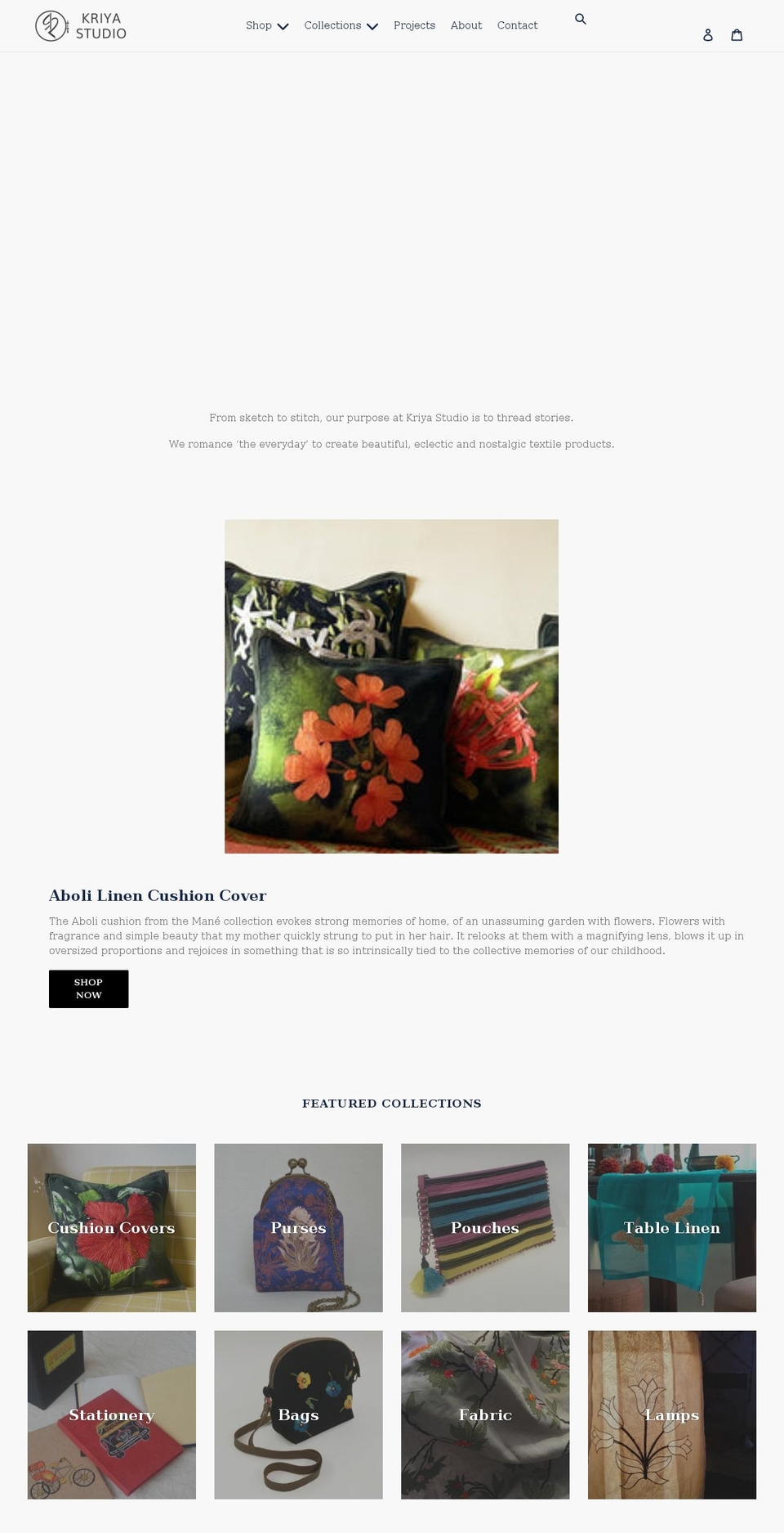 kriyastudio.com shopify website screenshot