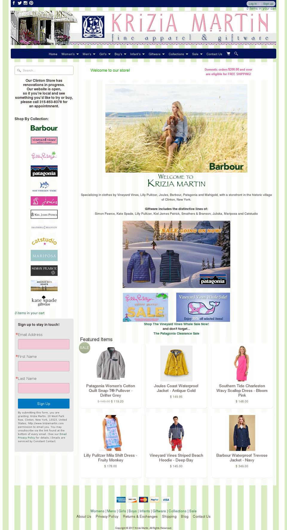 Sunrise Shopify theme site example kriziamartin.com