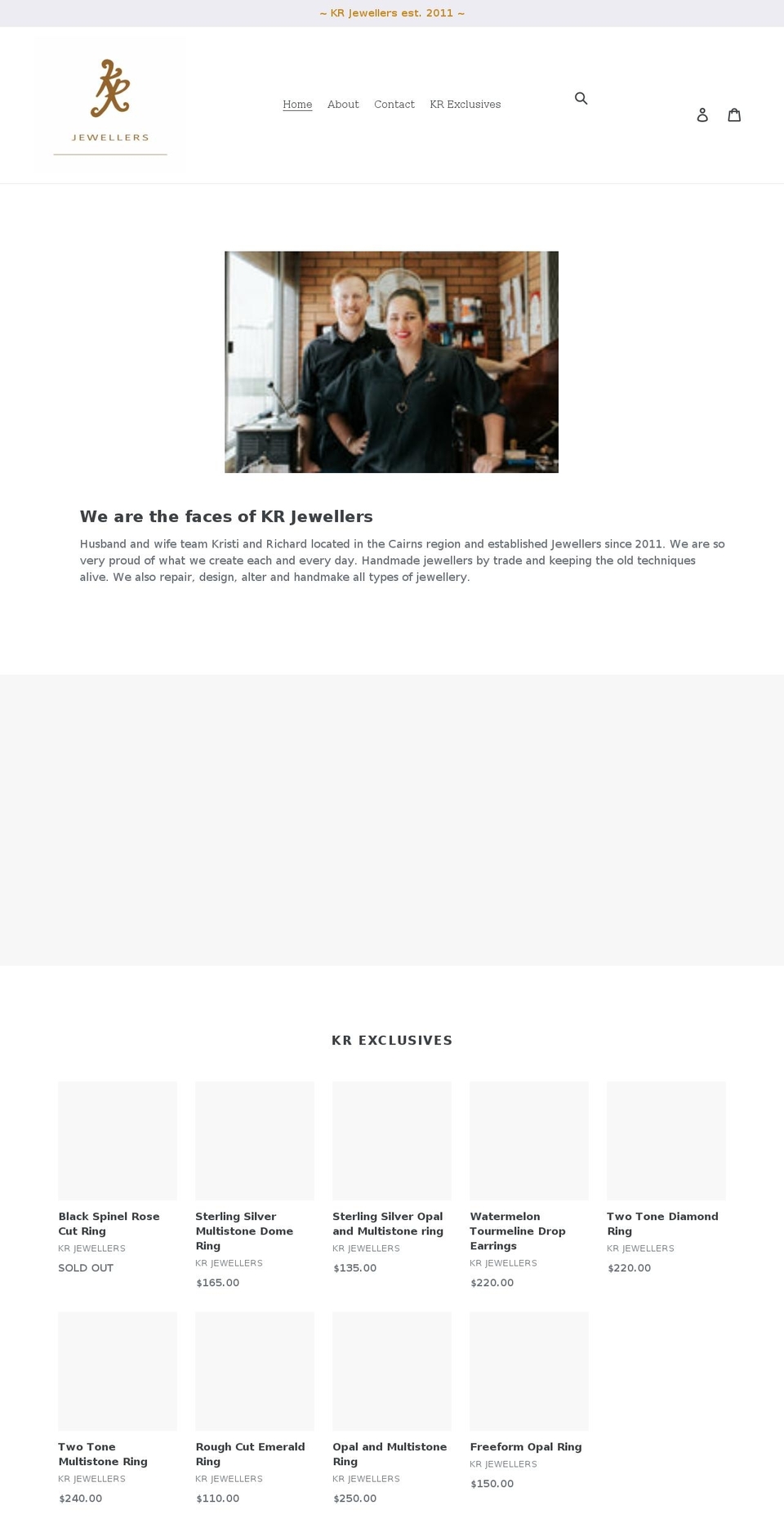 krjewellers.com.au shopify website screenshot