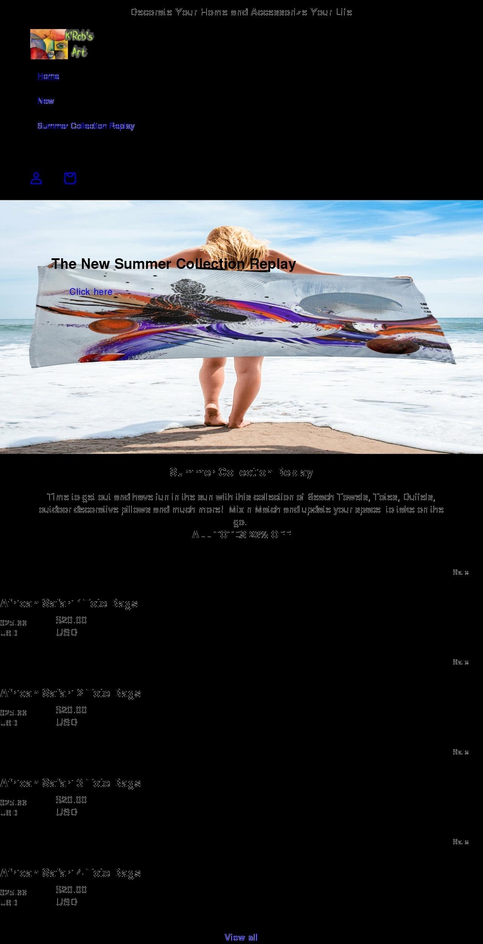 krobsart.com shopify website screenshot
