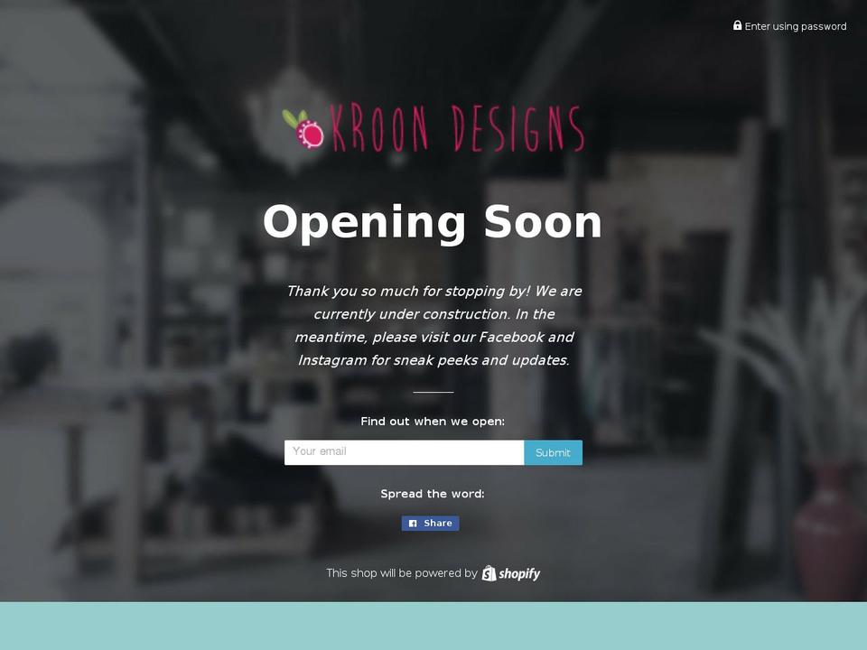 kroondesigns.com shopify website screenshot