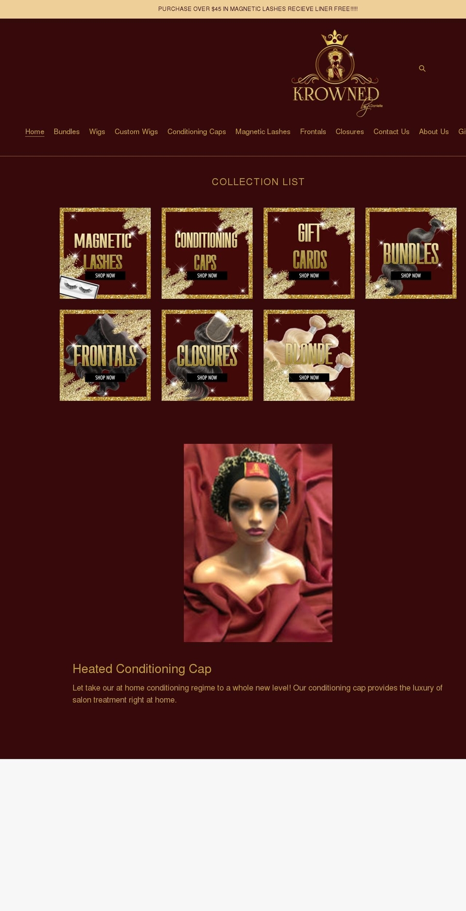 krownedbykdaniellellc.com shopify website screenshot