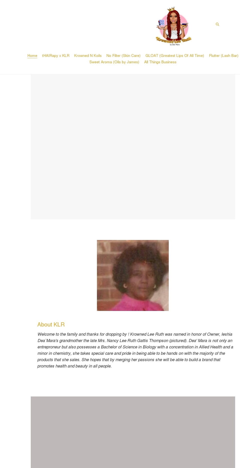 krownedleeruth.com shopify website screenshot