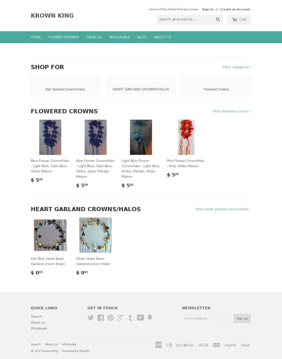 krownking.com shopify website screenshot