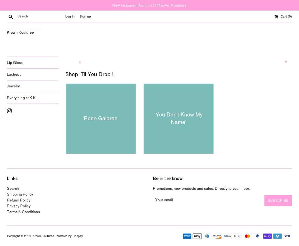 krownkouturee.com shopify website screenshot