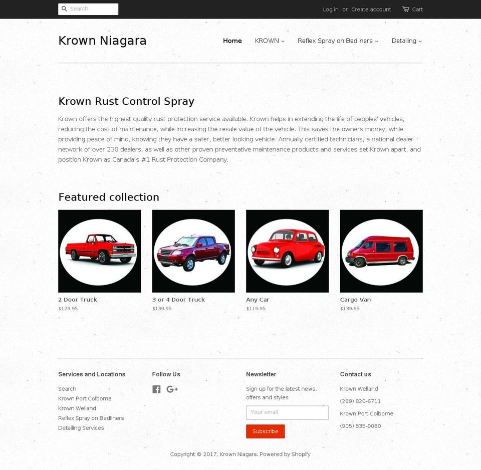 krownniagara.com shopify website screenshot