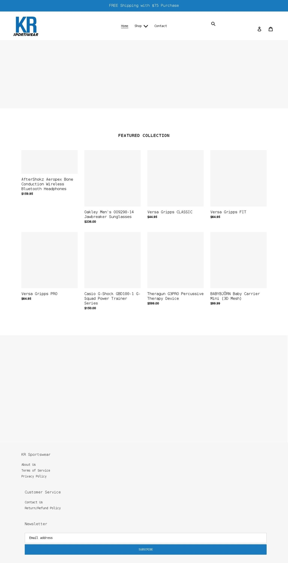 krsportswear.com shopify website screenshot