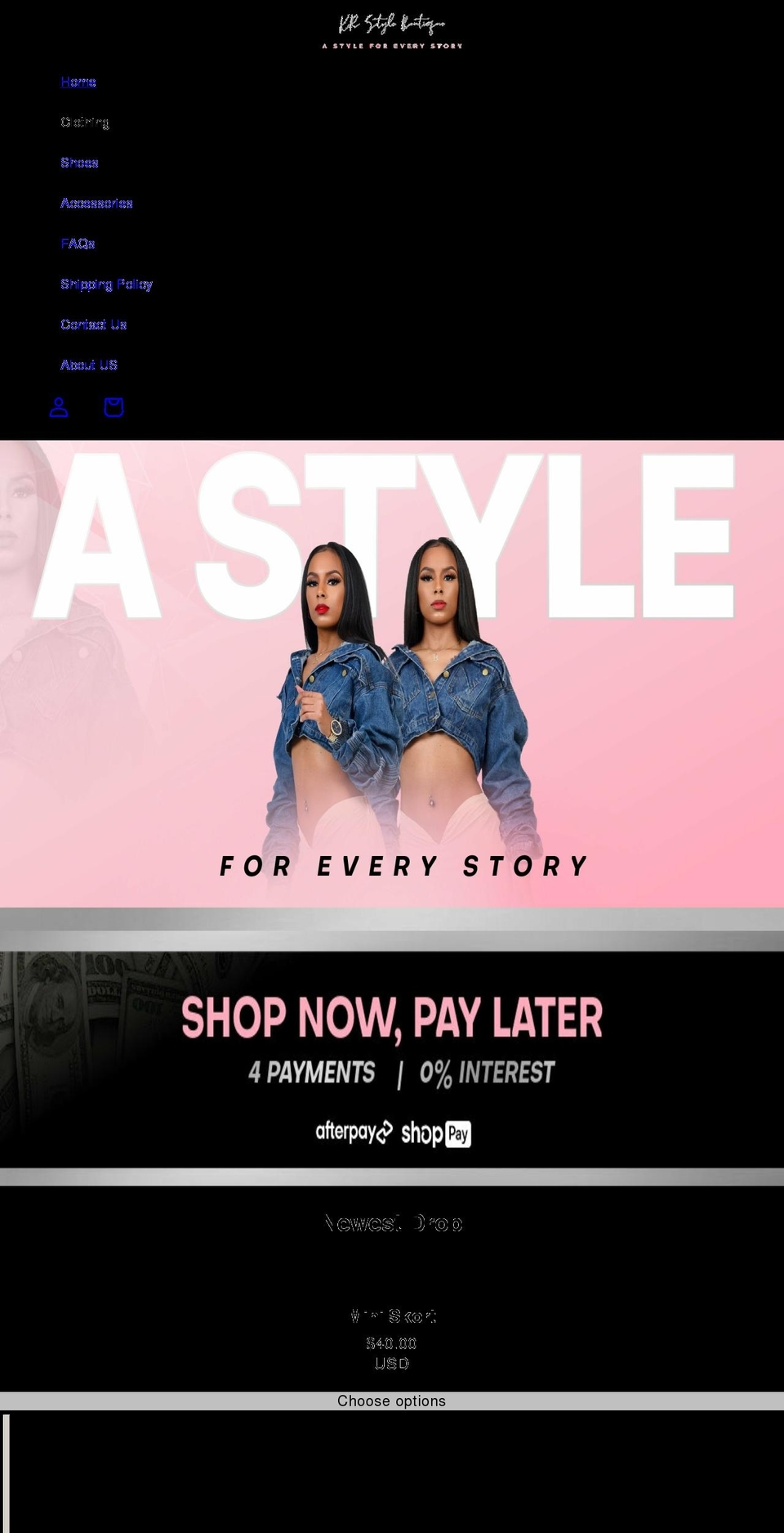 krstyleboutique.com shopify website screenshot
