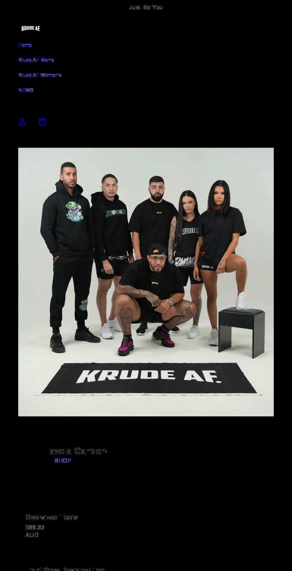 krude-af.com shopify website screenshot