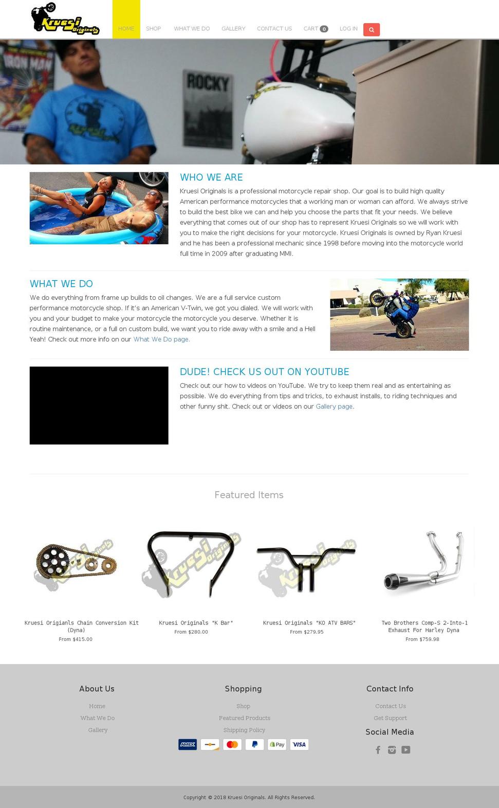 kruesioriginals.com shopify website screenshot