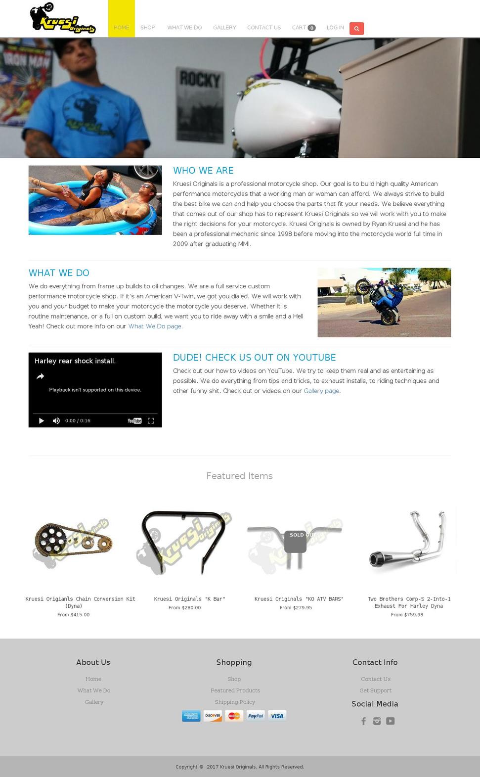 kruesioriginals.net shopify website screenshot