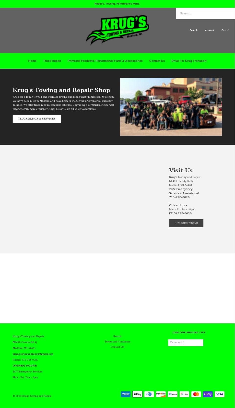 krugstowingandrepair.com shopify website screenshot