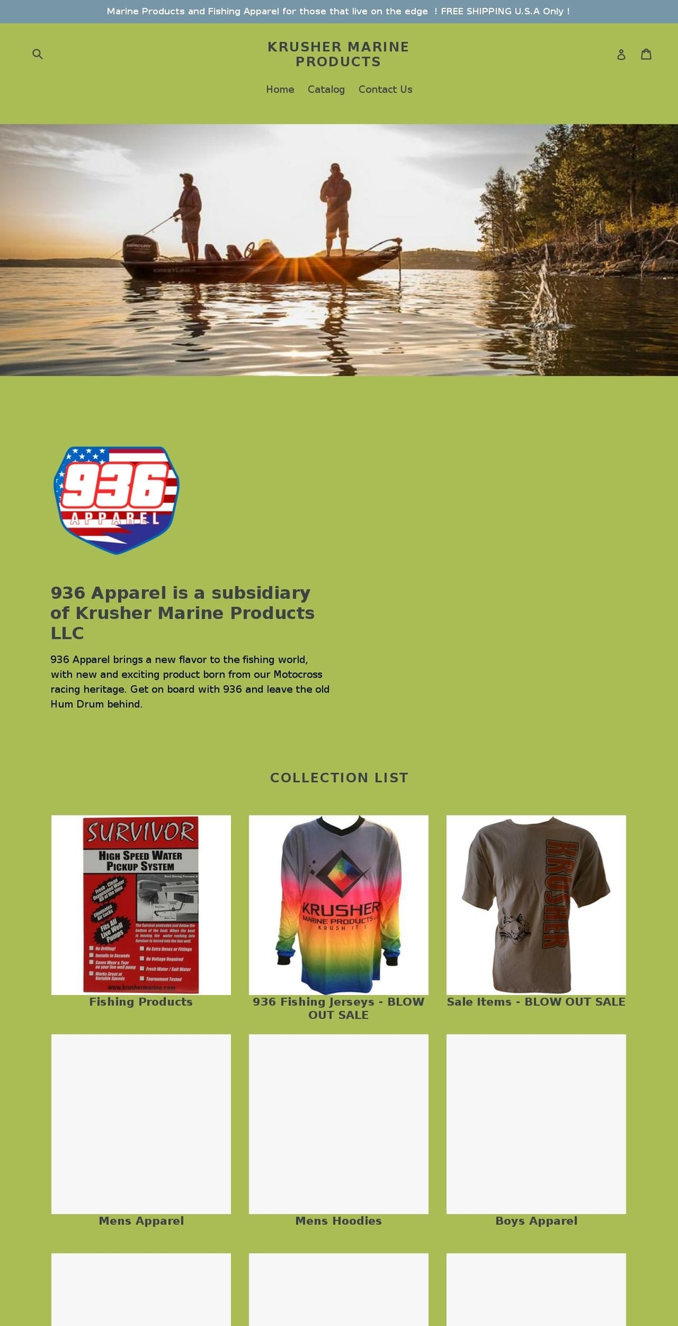 krushermarine.com — Shopify storefront screenshot