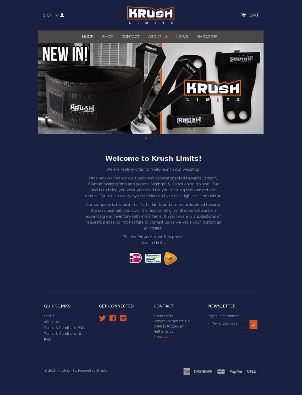 krushlimits.com — Shopify storefront screenshot