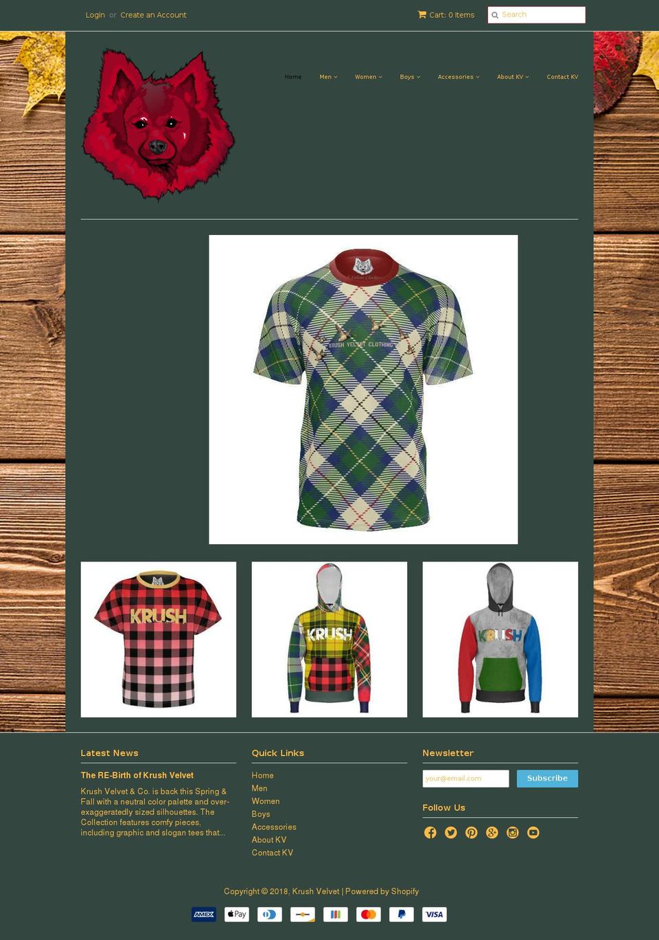 krushvelvet.com shopify website screenshot