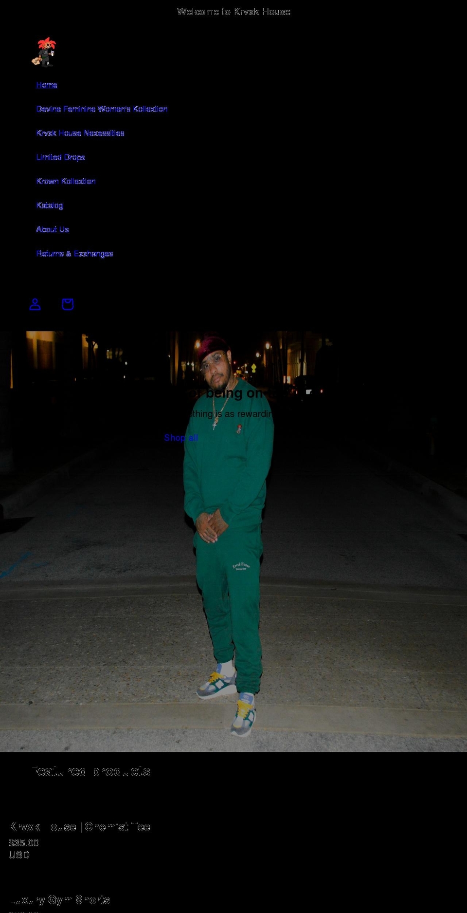 krvxkhouse.com shopify website screenshot