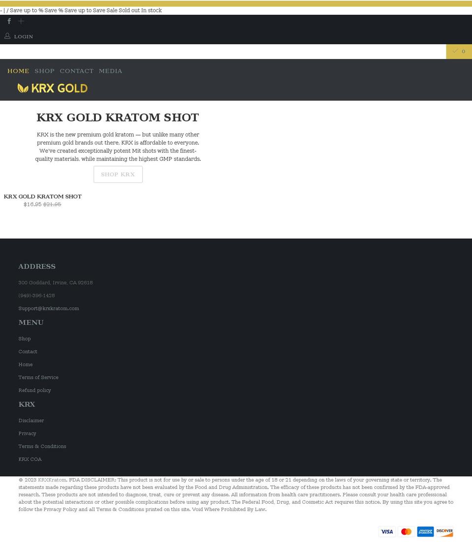 krxkratom.com shopify website screenshot