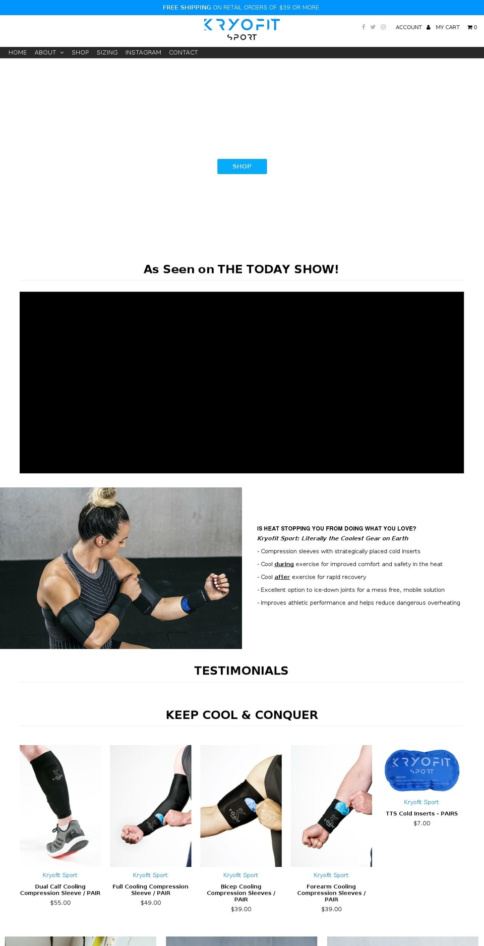 kryofitsport.com shopify website screenshot