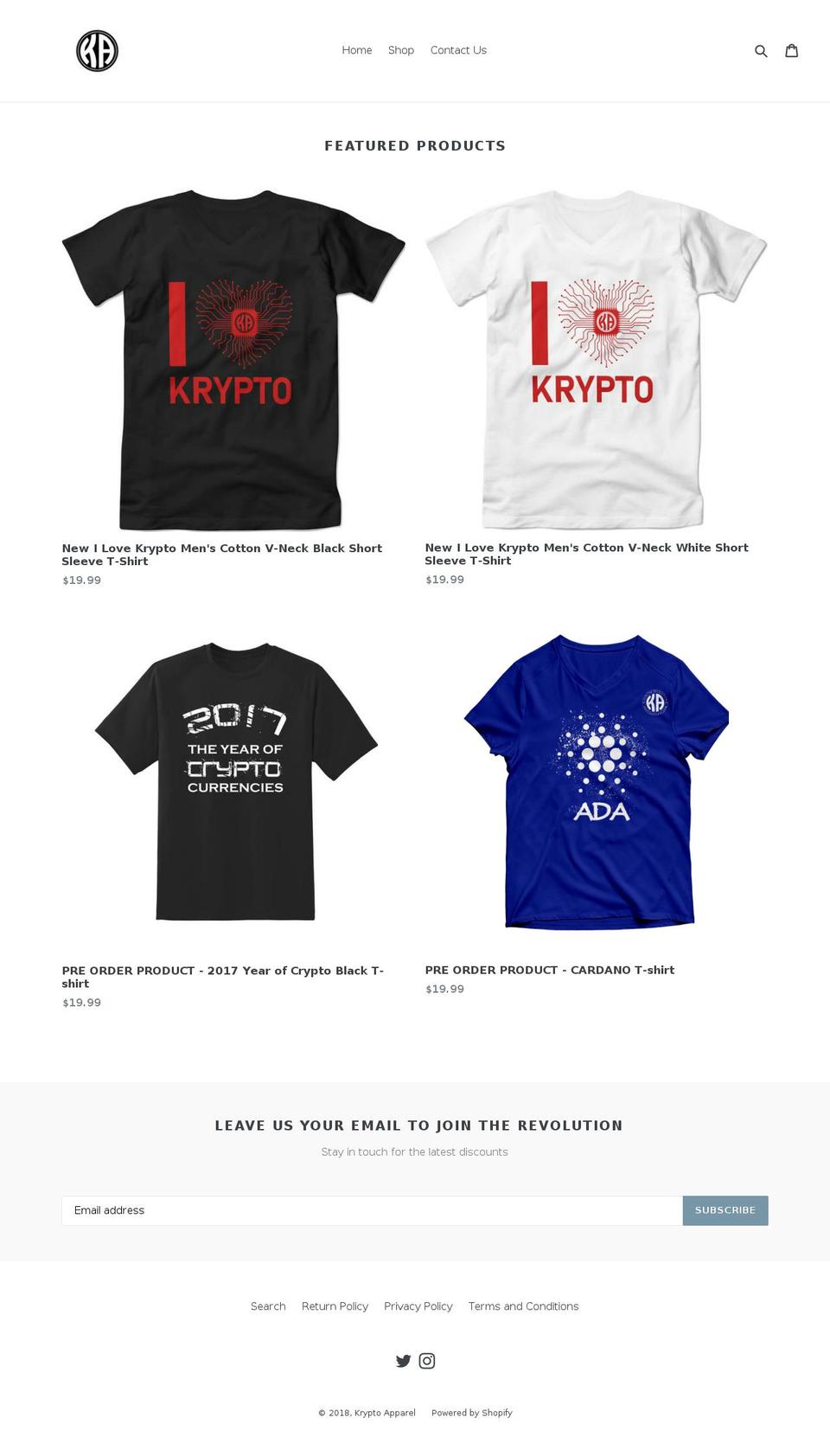 kryptoapparel.com — Shopify storefront screenshot