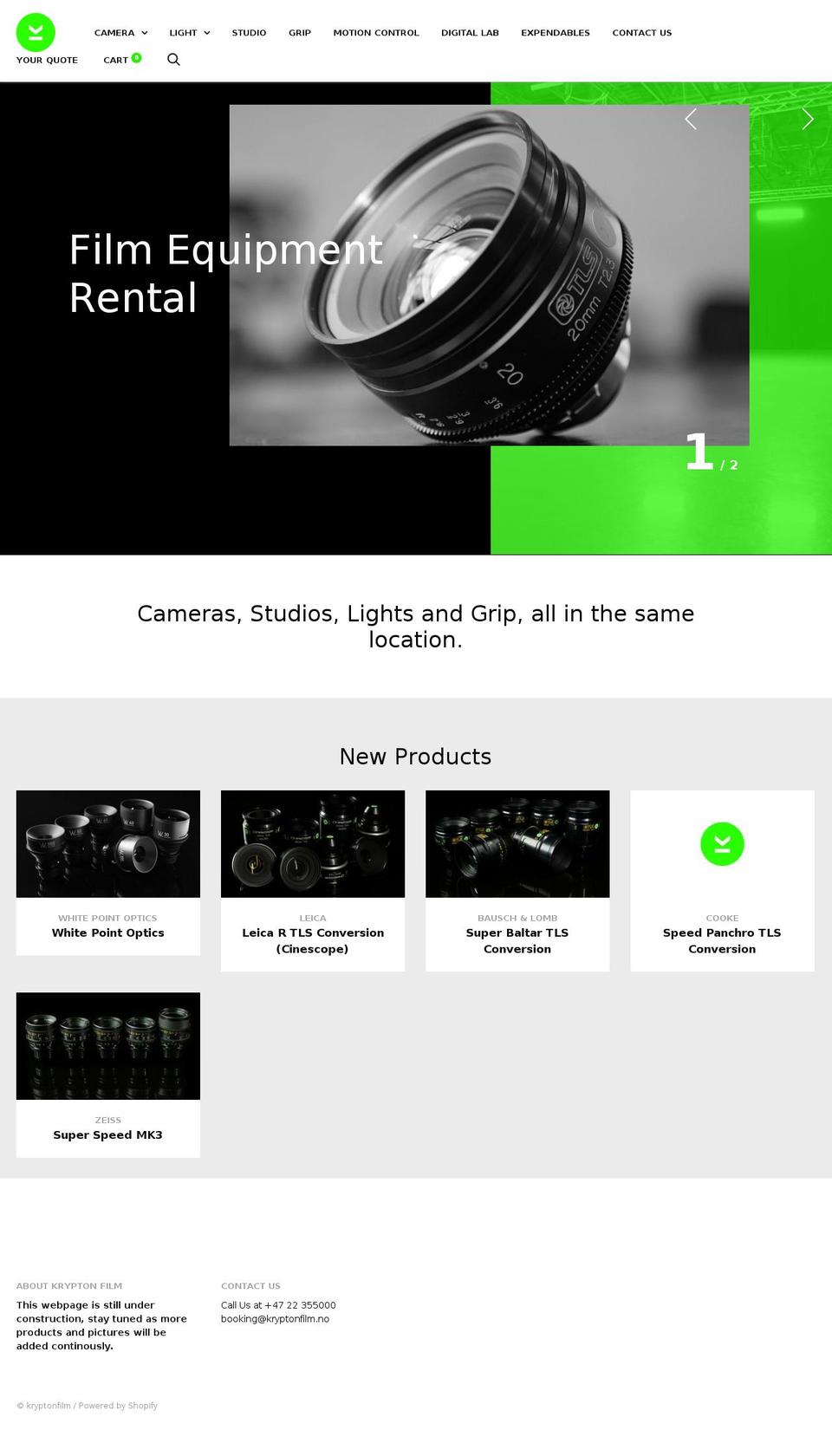 kryptonfilm.no shopify website screenshot