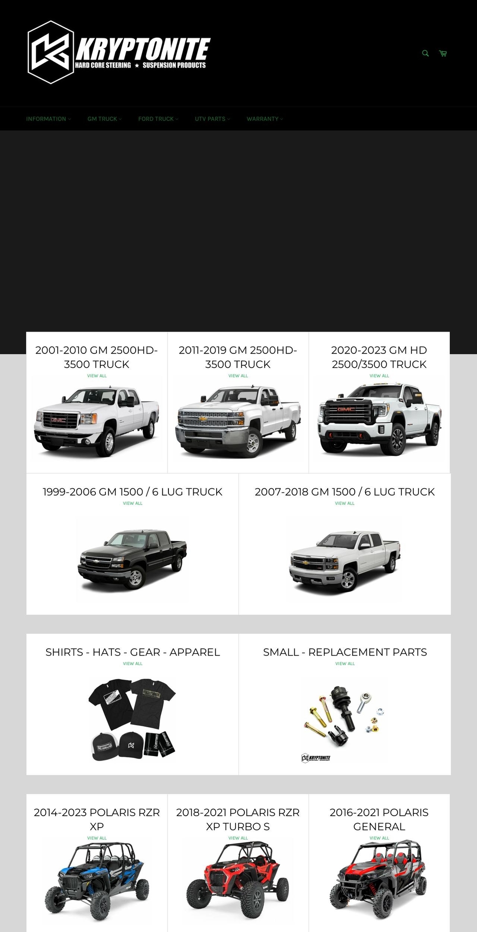 kryptonitesteering.com — Shopify storefront screenshot