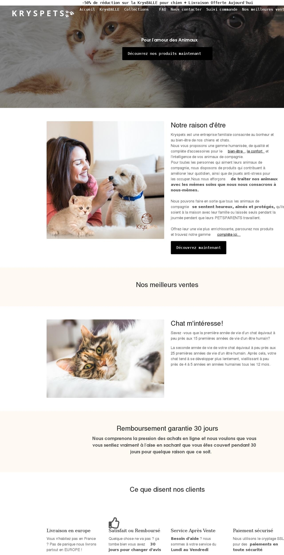 kryspets.com shopify website screenshot
