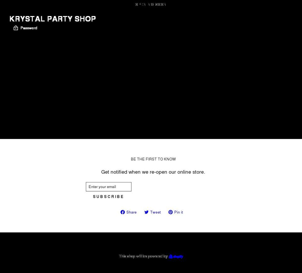 krystalpartyshop.com shopify website screenshot