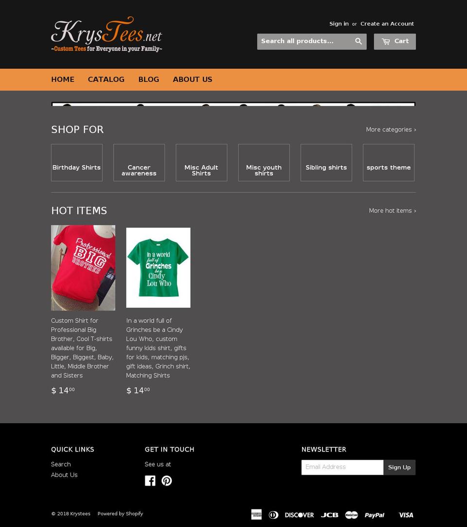krystees.net shopify website screenshot