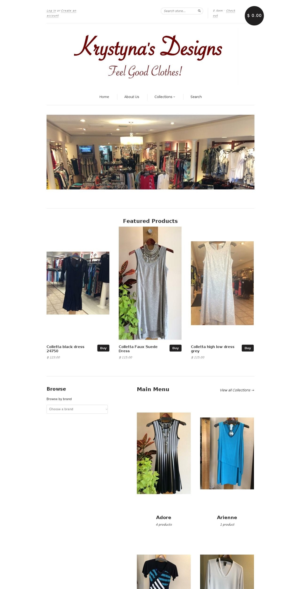 krystynasdesigns.com — Shopify storefront screenshot
