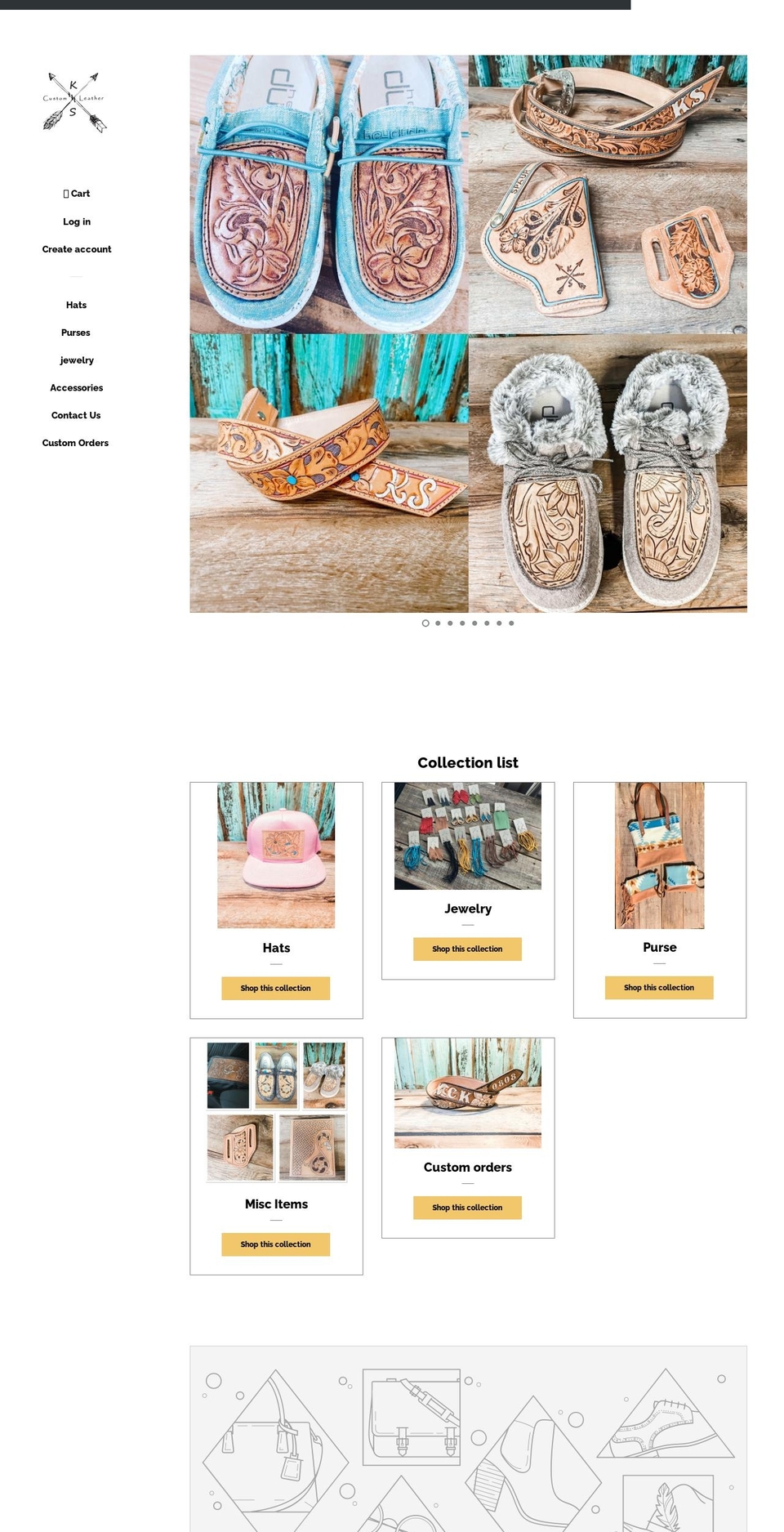 kscustomleather.com — Shopify storefront screenshot