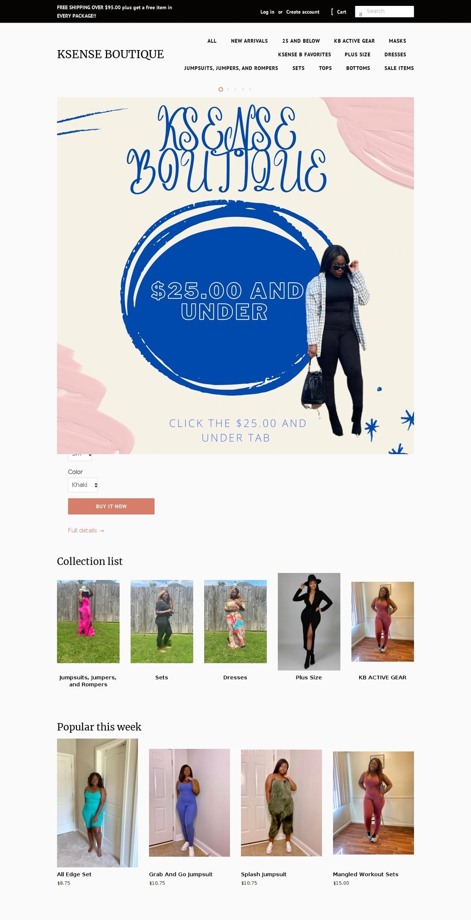 ksenseboutique.com — Shopify storefront screenshot